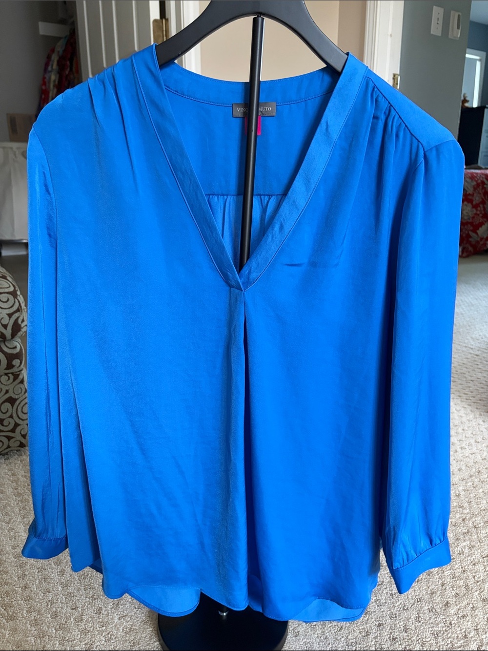 Vince Camuto Electric Blue V-Neck Long Sleeve Blouse